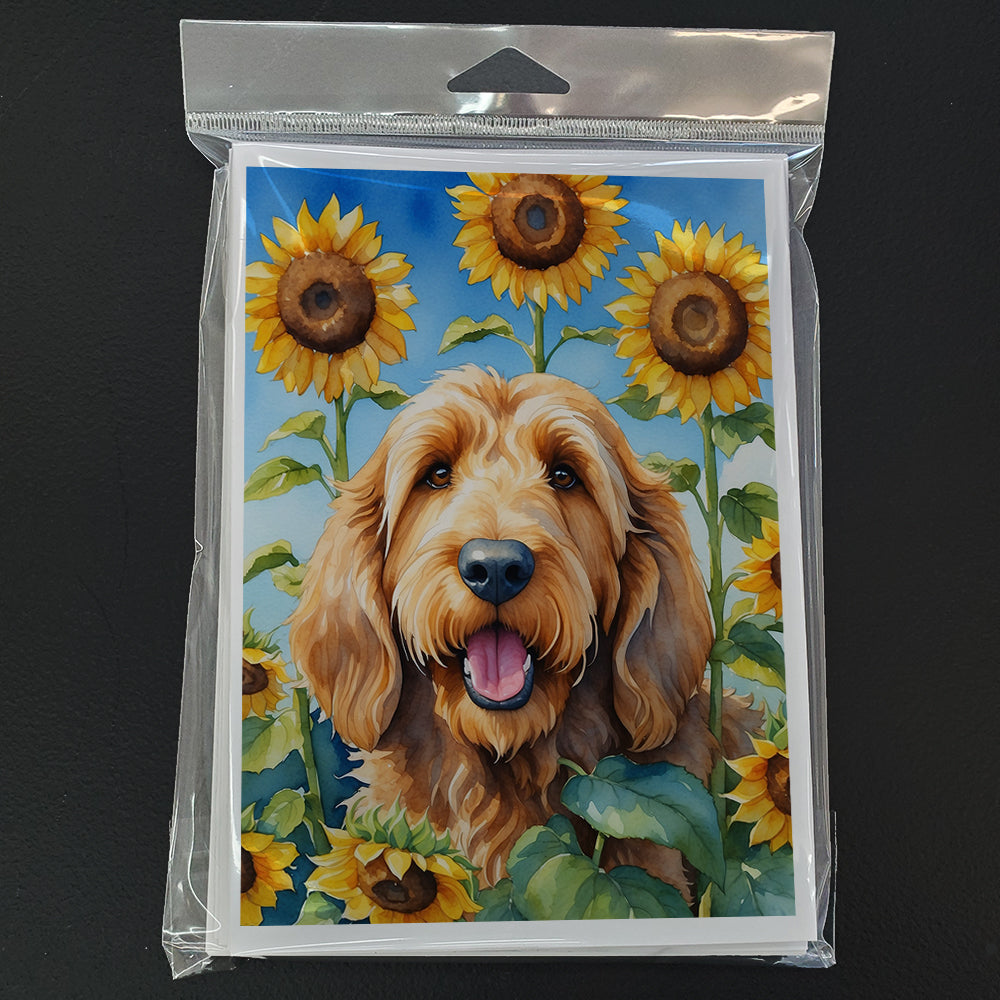 Otterhound in Sunflowers Greeting Cards Pack of 8 Blank Cards with Envelopes Whimsical A7 Size 5x7