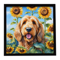 Otterhound in Sunflowers Framed Metal Print Bathroom, Kitchen, Office, Home Decor Wall Art Ready to Hang, Square, 8X8