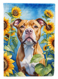 Pit Bull Terrier in Sunflowers House Flag 28x40 Porch Sleeve Pole Decorative Outside Yard Banner Artwork Wall Hanging, Polyester