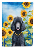 Black Poodle in Sunflowers House Flag 28x40 Porch Sleeve Pole Decorative Outside Yard Banner Artwork Wall Hanging, Polyester