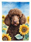 Chocolate Poodle in Sunflowers House Flag 28x40 Porch Sleeve Pole Decorative Outside Yard Banner Artwork Wall Hanging, Polyester