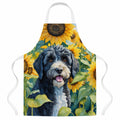Portuguese Water Dog in Sunflowers Apron Cooking Kitchen Server Baking Crafts Gardening for Adult Women Men, Unisex, Large, Multicolor