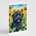 Puli in Sunflowers Greeting Cards Pack of 8 Blank Cards with Envelopes Whimsical A7 Size 5x7