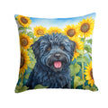Puli in Sunflowers Decorative Throw Pillow 18x18 Indoor Outdoor Accent Cushion, Fabric Cover with Insert for Sofa, Bed, Porch & Living Room