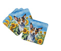 Rat Terrier in Sunflowers Foam Coasters Set of 4 Cup Coasters for Indoor Outdoor, Tabletop Protection, Anti Slip, Mouse pad Material