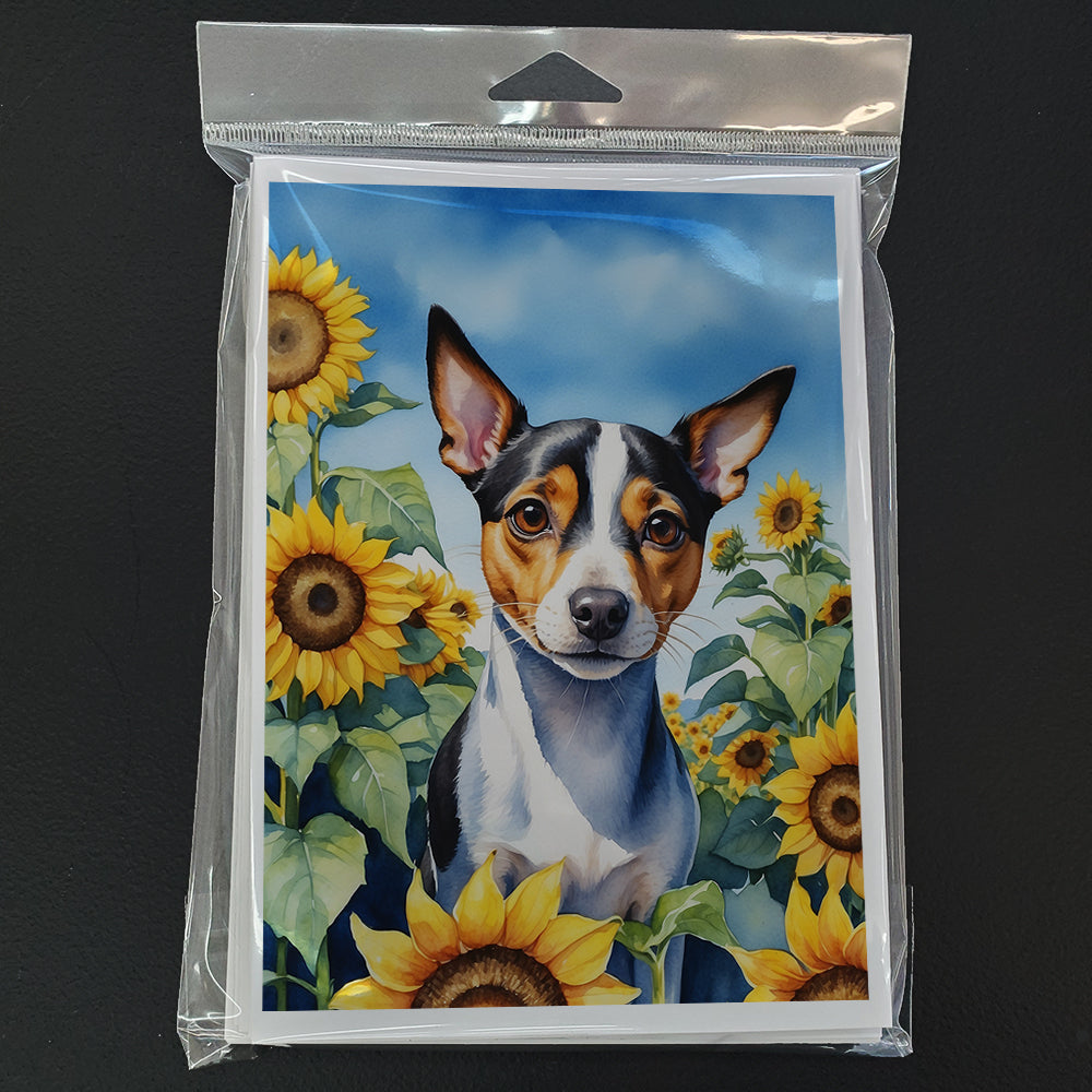Rat Terrier in Sunflowers Greeting Cards Pack of 8 Blank Cards with Envelopes Whimsical A7 Size 5x7