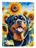 Rottweiler in Sunflowers House Flag 28x40 Porch Sleeve Pole Decorative Outside Yard Banner Artwork Wall Hanging, Polyester