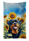 Rottweiler in Sunflowers Kitchen Towel Velour Plush Front and Cotton Loop Back Machine Washable