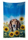 Saluki in Sunflowers Kitchen Towel Velour Plush Front and Cotton Loop Back Machine Washable