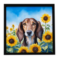 Saluki in Sunflowers Framed Metal Print Bathroom, Kitchen, Office, Home Decor Wall Art Ready to Hang, Square, 8X8