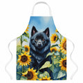 Schipperke in Sunflowers Apron Cooking Kitchen Server Baking Crafts Gardening for Adult Women Men, Unisex, Large, Multicolor