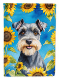 Schnauzer in Sunflowers House Flag 28x40 Porch Sleeve Pole Decorative Outside Yard Banner Artwork Wall Hanging, Polyester