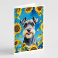 Schnauzer in Sunflowers Greeting Cards Pack of 8 Blank Cards with Envelopes Whimsical A7 Size 5x7