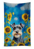 Schnauzer in Sunflowers Kitchen Towel Velour Plush Front and Cotton Loop Back Machine Washable