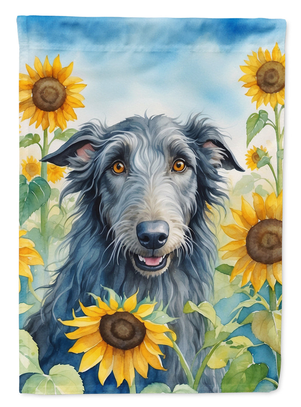 Scottish Deerhound in Sunflowers House Flag 28x40 Porch Sleeve Pole Decorative Outside Yard Banner Artwork Wall Hanging, Polyester