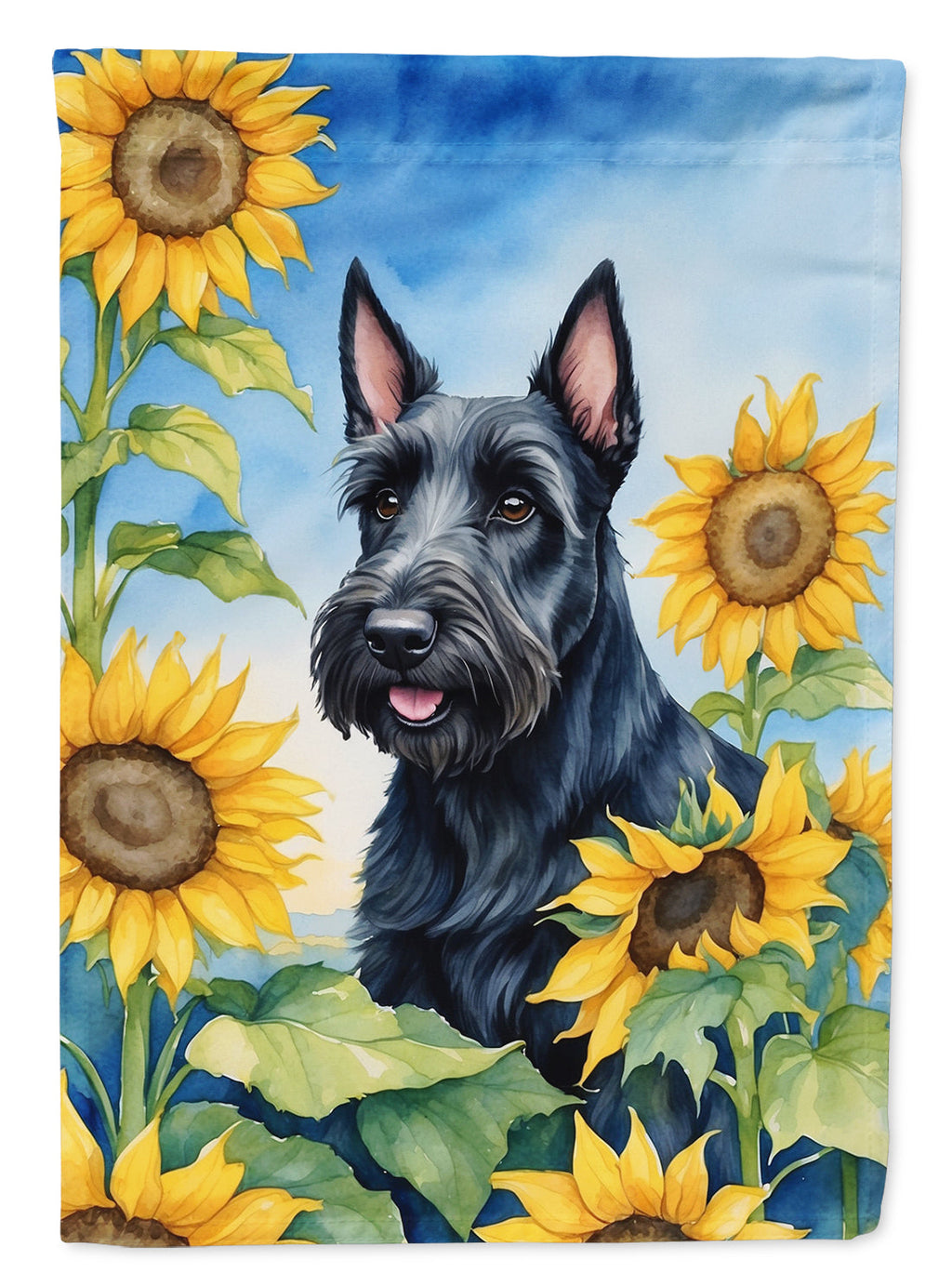 Scottish Terrier in Sunflowers House Flag 28x40 Porch Sleeve Pole Decorative Outside Yard Banner Artwork Wall Hanging, Polyester