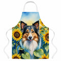 Sheltie in Sunflowers Apron Cooking Kitchen Server Baking Crafts Gardening for Adult Women Men, Unisex, Large, Multicolor