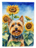 Silky Terrier in Sunflowers House Flag 28x40 Porch Sleeve Pole Decorative Outside Yard Banner Artwork Wall Hanging, Polyester