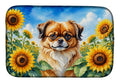 Tibetan Spaniel in Sunflowers Dish Drying Mat Absorbent Dish Drying Mat Pad for Kitchen Counter Dish Drainer Mat for Countertop, 14 x 21", Multicolor
