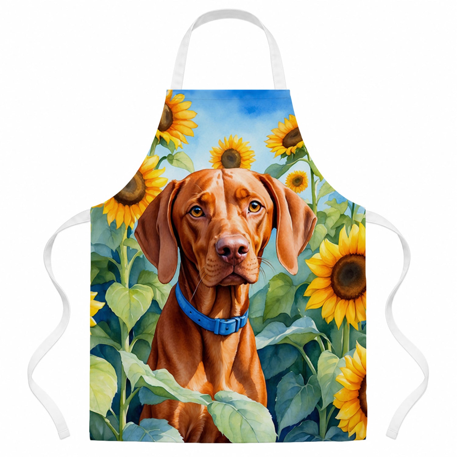 Vizsla in Sunflowers Apron Cooking Kitchen Server Baking Crafts Gardening for Adult Women Men, Unisex, Large, Multicolor