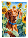 Vizsla in Sunflowers House Flag 28x40 Porch Sleeve Pole Decorative Outside Yard Banner Artwork Wall Hanging, Polyester