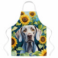 Weimaraner in Sunflowers Apron Cooking Kitchen Server Baking Crafts Gardening for Adult Women Men, Unisex, Large, Multicolor
