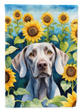 Weimaraner in Sunflowers House Flag 28x40 Porch Sleeve Pole Decorative Outside Yard Banner Artwork Wall Hanging, Polyester