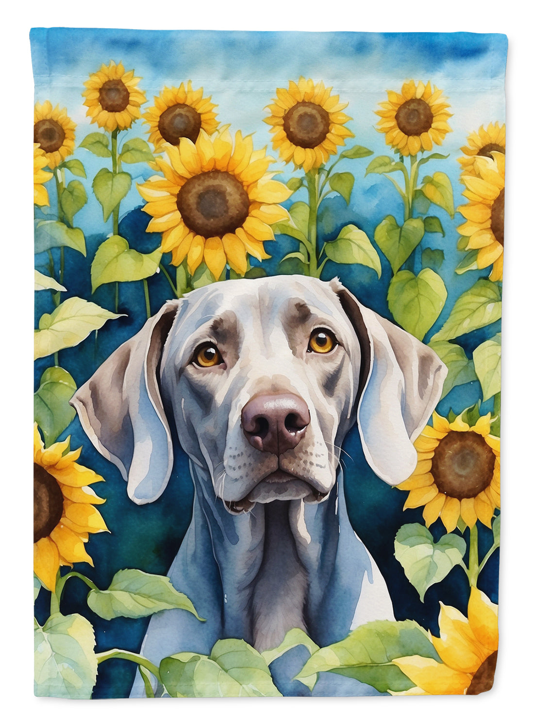 Weimaraner in Sunflowers House Flag 28x40 Porch Sleeve Pole Decorative Outside Yard Banner Artwork Wall Hanging, Polyester