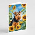 Welsh Terrier in Sunflowers Greeting Cards Pack of 8 Blank Cards with Envelopes Whimsical A7 Size 5x7