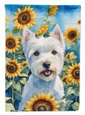 Westie in Sunflowers House Flag 28x40 Porch Sleeve Pole Decorative Outside Yard Banner Artwork Wall Hanging, Polyester