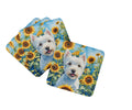 Westie in Sunflowers Foam Coasters Set of 4 Cup Coasters for Indoor Outdoor, Tabletop Protection, Anti Slip, Mouse pad Material