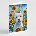 Westie in Sunflowers Greeting Cards Pack of 8 Blank Cards with Envelopes Whimsical A7 Size 5x7