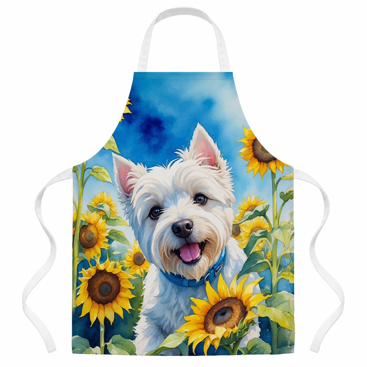 Westie in Sunflowers Apron Cooking Kitchen Server Baking Crafts Gardening for Adult Women Men, Unisex, Large, Multicolor