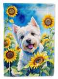 Westie in Sunflowers House Flag 28x40 Porch Sleeve Pole Decorative Outside Yard Banner Artwork Wall Hanging, Polyester