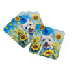 Westie in Sunflowers Foam Coasters Set of 4 Cup Coasters for Indoor Outdoor, Tabletop Protection, Anti Slip, Mouse pad Material