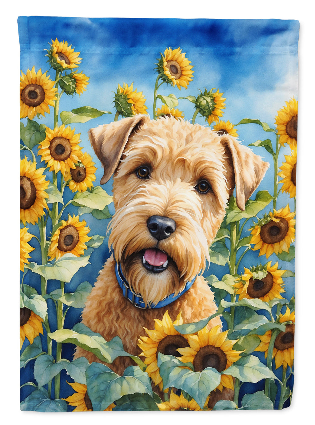 Wheaten Terrier in Sunflowers House Flag 28x40 Porch Sleeve Pole Decorative Outside Yard Banner Artwork Wall Hanging, Polyester