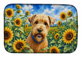 Wheaten Terrier in Sunflowers Dish Drying Mat Absorbent Dish Drying Mat Pad for Kitchen Counter Dish Drainer Mat for Countertop, 14 x 21", Multicolor