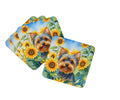 Yorkshire Terrier in Sunflowers Foam Coasters Set of 4 Cup Coasters for Indoor Outdoor, Tabletop Protection, Anti Slip, Mouse pad Material