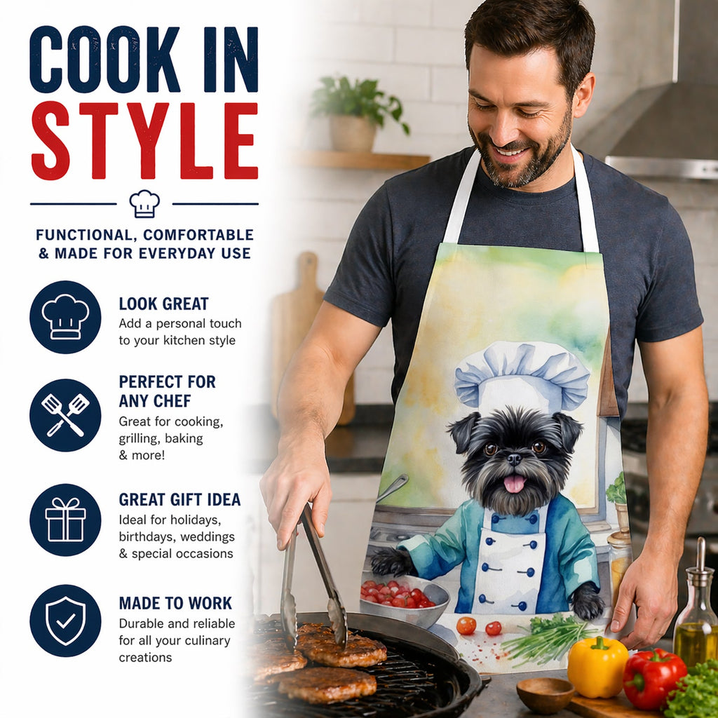 Affenpinscher The Chef Apron Cooking Kitchen Server Baking Crafts Gardening for Adult Women Men, Unisex, Large, Multicolor