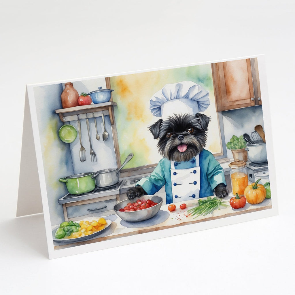 Affenpinscher The Chef Greeting Cards Pack of 8 Blank Cards with Envelopes Whimsical A7 Size 5x7
