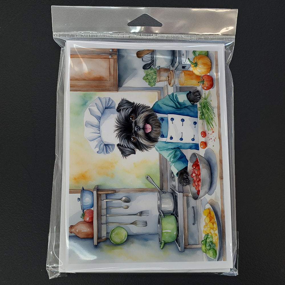 Affenpinscher The Chef Greeting Cards Pack of 8 Blank Cards with Envelopes Whimsical A7 Size 5x7