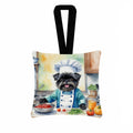 Affenpinscher The Chef Hanging Square Fabric Ornament 3.5 × 3.5 Decorative Door-Knob & Tree Hanger, Soft Fabric