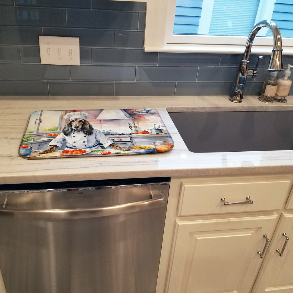 Afghan Hound The Chef Dish Drying Mat Absorbent Dish Drying Mat Pad for Kitchen Counter Dish Drainer Mat for Countertop, 14 x 21", Multicolor