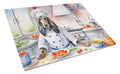 Afghan Hound The Chef Cutting Board Tempered Glass Kitchen Cutting Surface, Heat Resistant Chopping, Non-Slip Feet, Food Prep & Serving