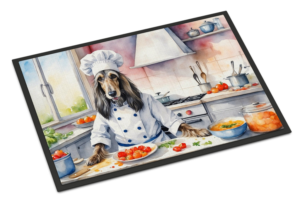 Afghan Hound The Chef Doormat Indoor Outdoor 18H X 27W Front Door Mat Rugs for Entryway, Non Slip Washable