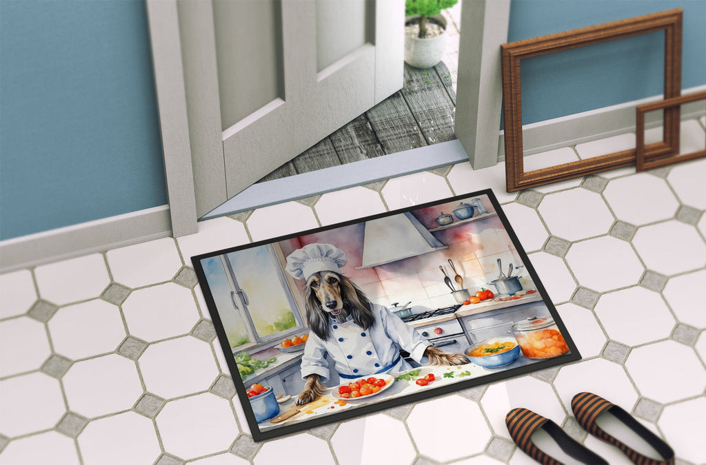Afghan Hound The Chef Doormat Indoor Outdoor 18H X 27W Front Door Mat Rugs for Entryway, Non Slip Washable