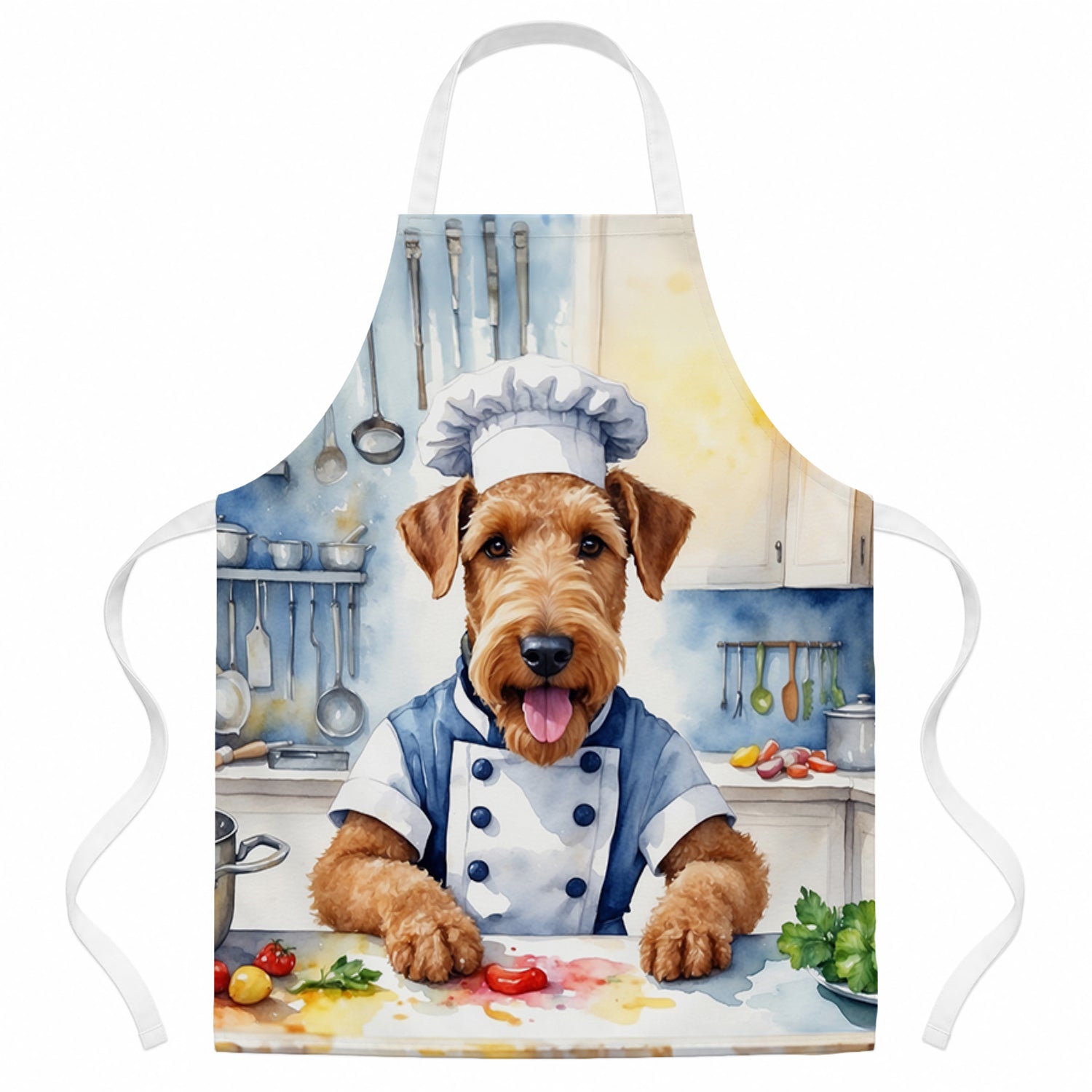 Airedale Terrier The Chef Apron Cooking Kitchen Server Baking Crafts Gardening for Adult Women Men, Unisex, Large, Multicolor