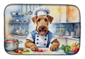 Airedale Terrier The Chef Dish Drying Mat Absorbent Dish Drying Mat Pad for Kitchen Counter Dish Drainer Mat for Countertop, 14 x 21", Multicolor