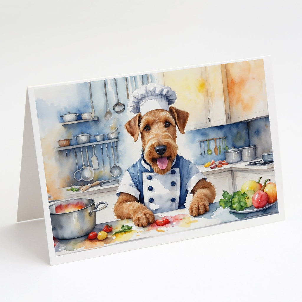 Airedale Terrier The Chef Greeting Cards Pack of 8 Blank Cards with Envelopes Whimsical A7 Size 5x7