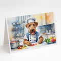Airedale Terrier The Chef Greeting Cards Pack of 8 Blank Cards with Envelopes Whimsical A7 Size 5x7